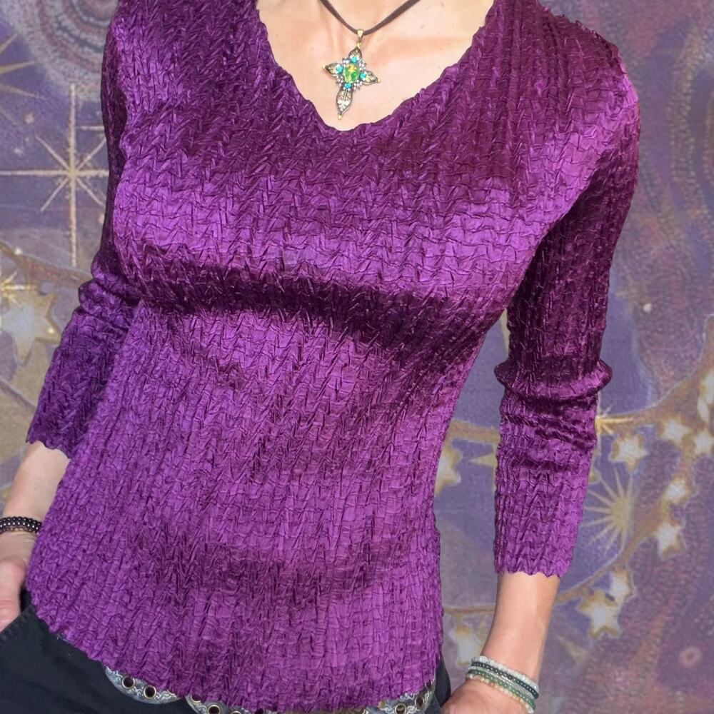 Y2K Pretty Angel Purple Crinkle Top Fairy Goth Whimsigoth - Picture 4 of 7